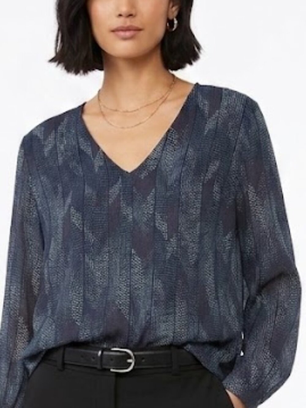 Cloth & Stone Anthropologie Layered Hem V-Neck Blouse Size L